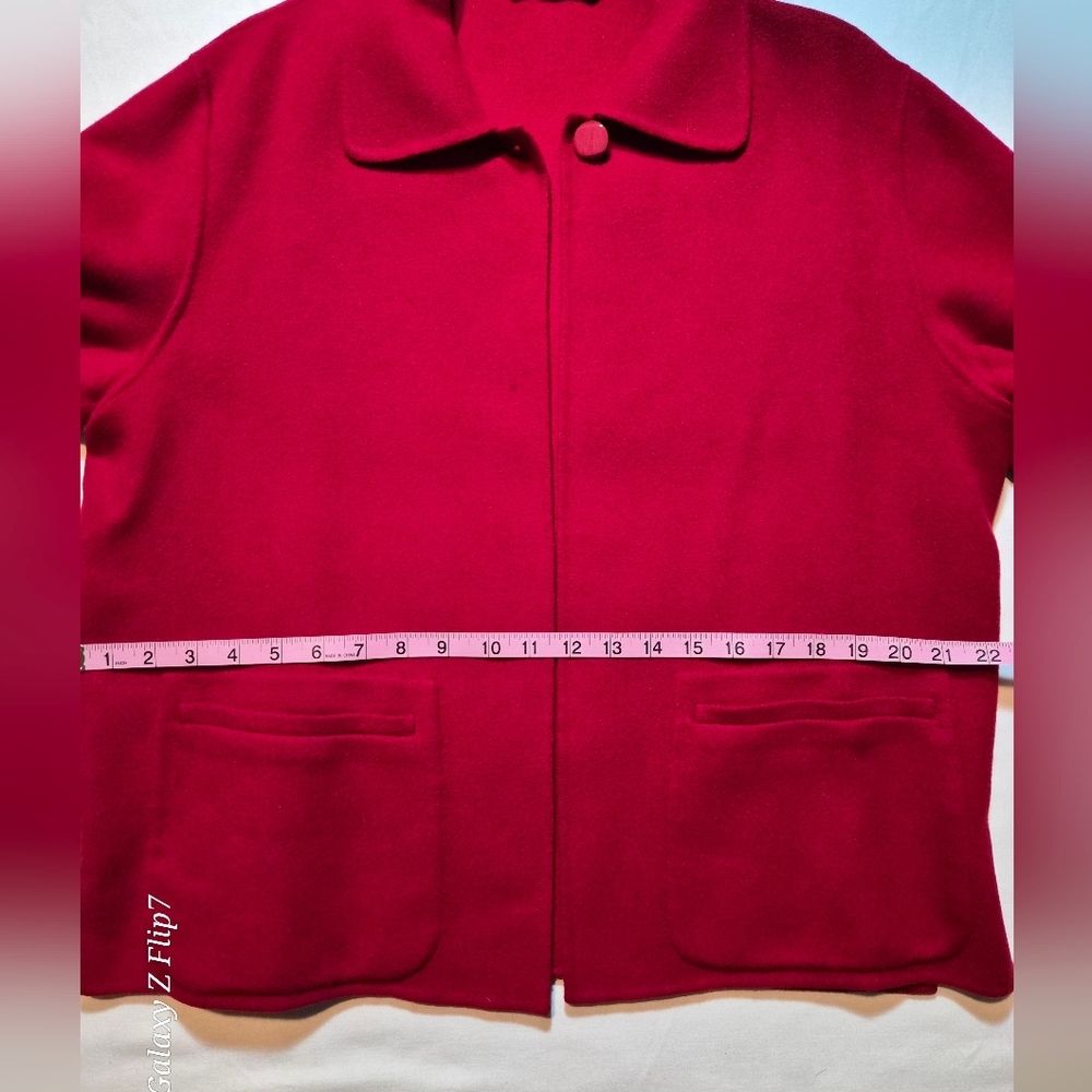 Carole Little Petite 100% Pure Wool Minimalist Jacket - Magenta - Picture 5 of 10
